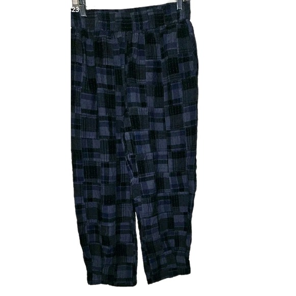 Urban Outfitters Pants - Urban Outfitters Blue Plaid‎ Boho Cropped Baggy Pants Textured Women's Size M